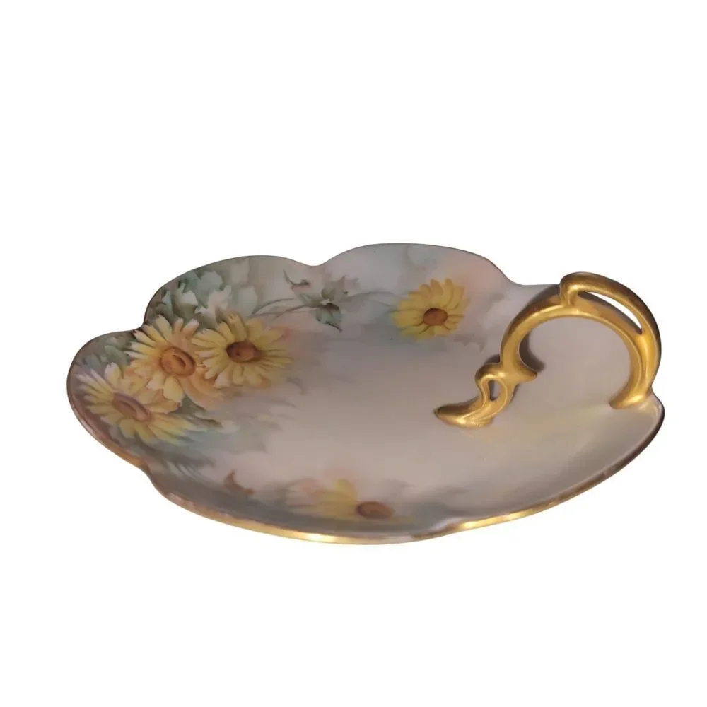 BAVARIA Elegant Floral Accent Plate with Gold Handle